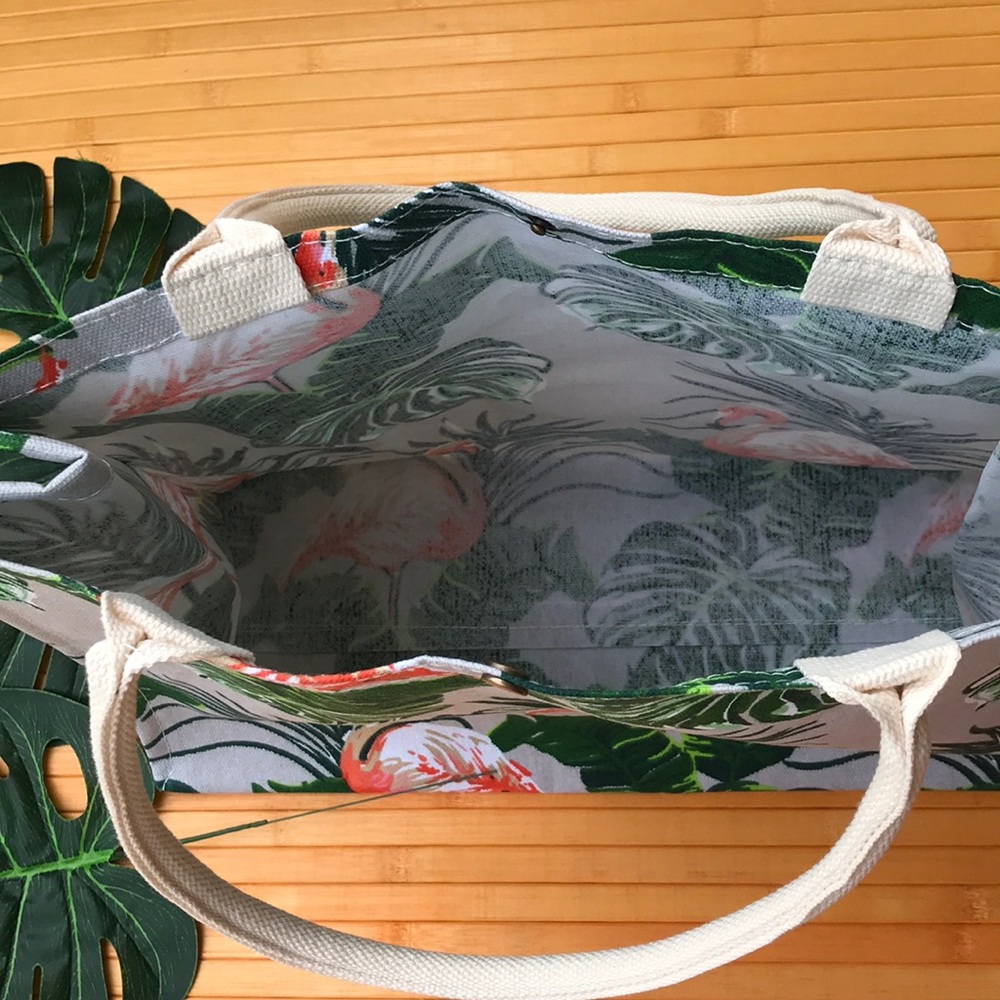 Tropical Print Canvas Tote Bag - Picture 6 of 7